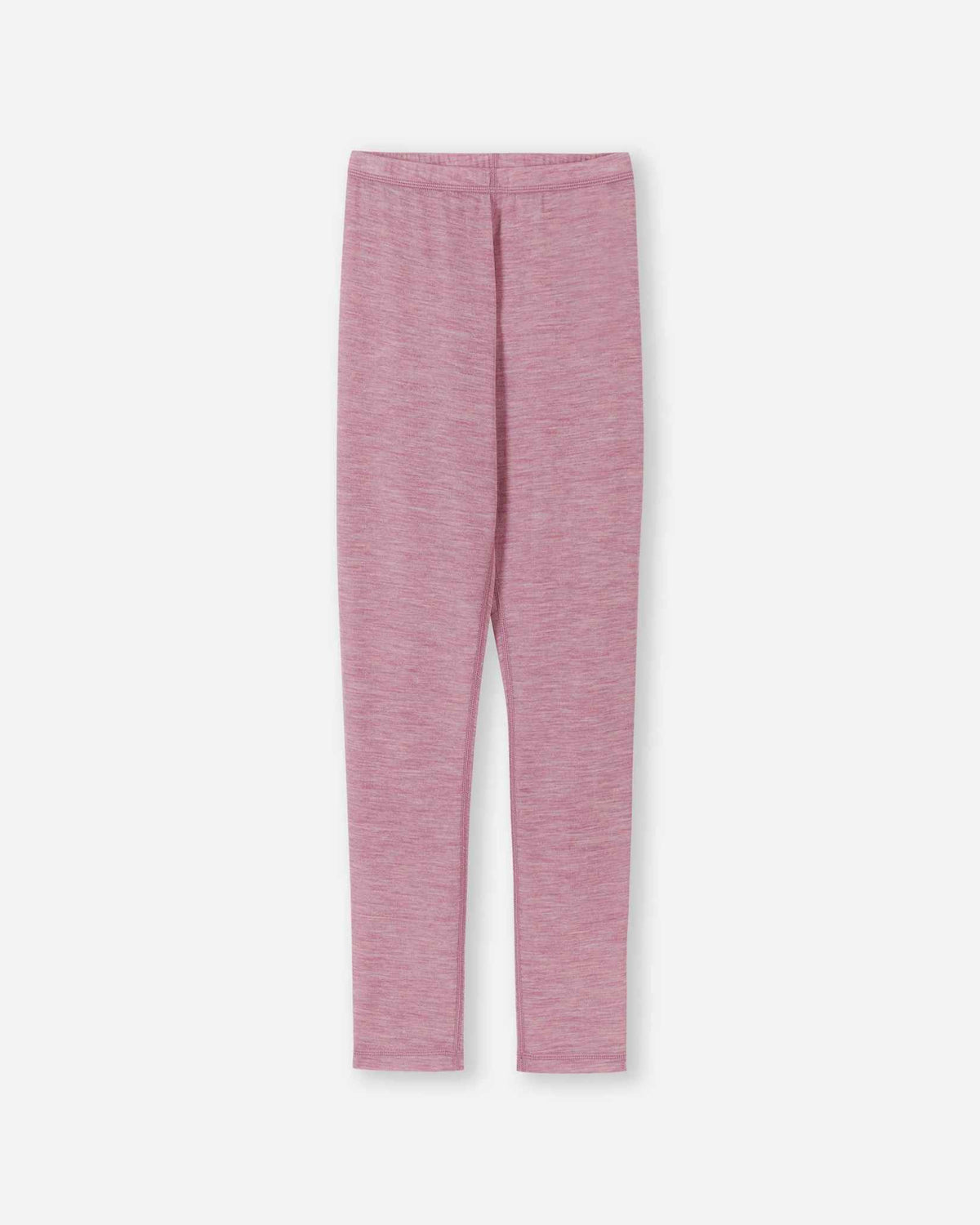 Front view of the grey pink merino wool base layer leggings from the Reima Kinsei kids' thermal set.