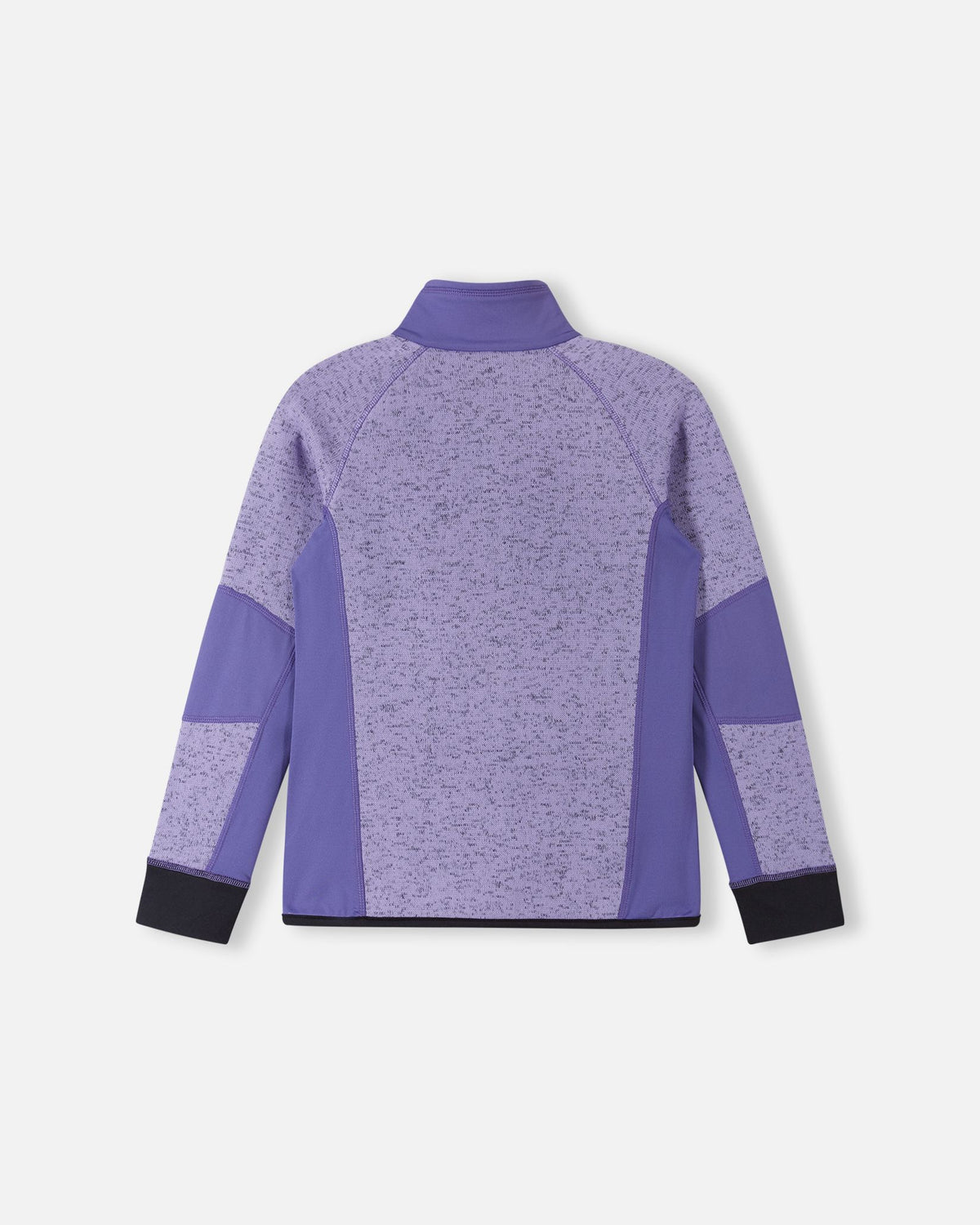 Back view of the Reima Laskien kids' blooming lilac fleece mid-layer jacket, showcasing the breathable, moisture-wicking knit texture and comfortable active fit.